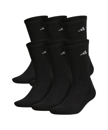 adidas mens Athletic Cushioned Crew Socks (6-pair) Large Black/Aluminum 2