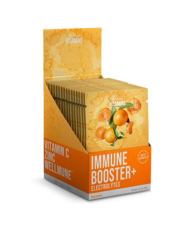 Immune Support Powder Supplement - Immune Boosters for Adults & Kids Plus Vitamin C Powder 1000mg Zinc No Sugar Electrolytes Powder Trace Minerals L-Theanine - 20 Packets Mandarin Flavor