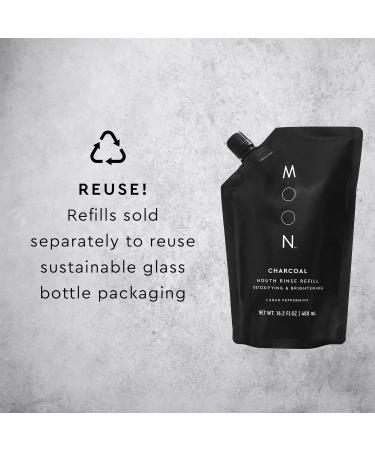 MOON Charcoal Mouth Rinse - Fluoride-Free Alcohol-Free Freshens Breath Detoxifies with Lunar Peppermint Flavor - 16 oz - International Shipping Available - Buy Online on GoSupps.com