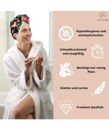 Jocero Bamboo Hair Turban Towel for Women - Long Hair Towel with Button & Hair Tie - Black & Red - Buy Online on GoSupps.com