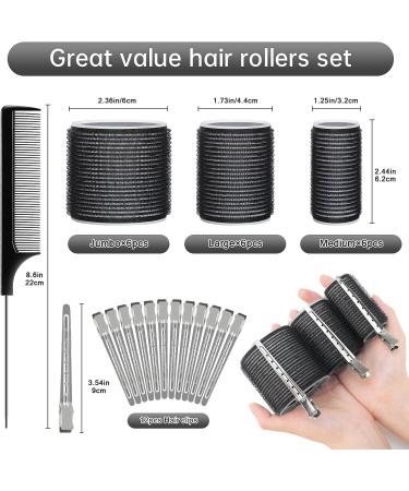 Kouclaa 31 Pcs Black Hair Roller Set Hair Rollers With Clips 3 Size(60mm 44mm 32mm) 18 Pcs Rollers for Hair Volume and 12 Hair Clips and 1 Comb Hair Rollers for Long Hair Medium and Short Hair Black(60mm 44mm 32mm) - Buy Online on GoSupps.com