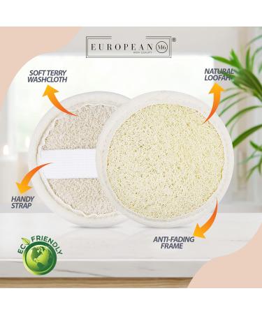 European M6 Premium Facial Loofah Pads - 4 Pack Natural Exfoliator Sponges for Clean & Vibrant Skin - Buy Online on GoSupps.com