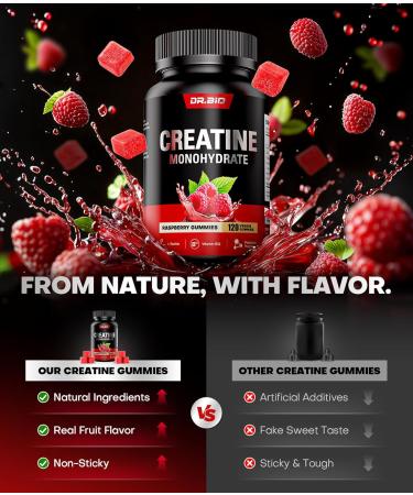 Instant Boost Creatine Monohydrate Gummies, Complex Creatine with Real 5000mg Creatine, L-Taurine, B12, Mg & K, Pre-Workout Creatine for Women & Men to Support Energy, Muscle, Recovery, 0 Sugar, Vegan Red Raspberry 120 Coun  - Buy Online on GoSupps.com