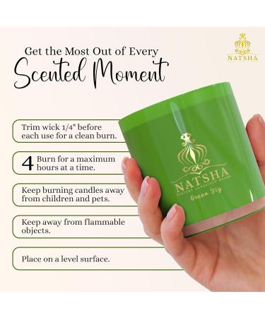 NATSHA Soy Wax Candle | Long-Lasting Non-Toxic Clean Burning | Natural Green Fig & Rose Scented Candle - Eco-Friendly & Soot-Free - Buy Online on GoSupps.com