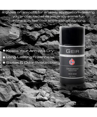 Geir Ness Men Deodorant - Alcohol and Aluminum Free Deodorant - Odor Protection for Sensitive Skin - Light and Long Lasting Cool and Clean Scent - Buy Online on GoSupps.com