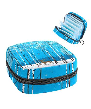 Women's bonds storage pockets Stillpad holder fauna surrounds the winter forest portable period kit pocket feminine product bag for women girls color3