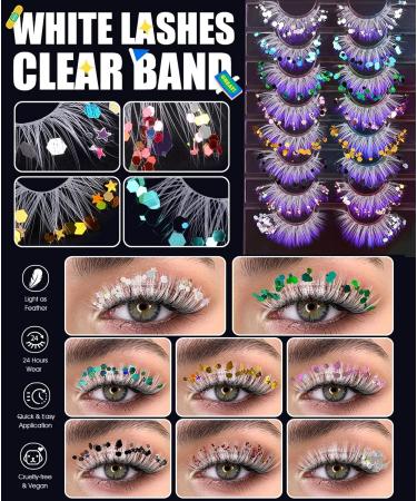 HeyAlice White Eyelashes with Colors Christmas Decorations - 8 Mixed Styles Wispy Lashes for Natural Look and Glamorous Eye Makeup - Buy Online on GoSupps.com