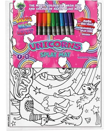 Splat Planet Unicorn Toddler Placemat with 10 Washable Magic Pens - Non-Toxic Color & Wash Out Mat - Buy Online on GoSupps.com