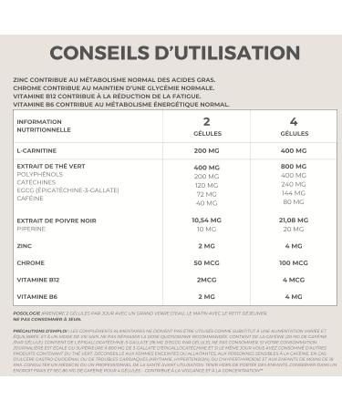 Slim Boost Minceur L-Carnitine Th Vert Chrome Zinc Vitamines B6 & B12 Vegan Support Glyc mie nergie M tabolisme Pr -workout 120 G lules - Buy Online on GoSupps.com