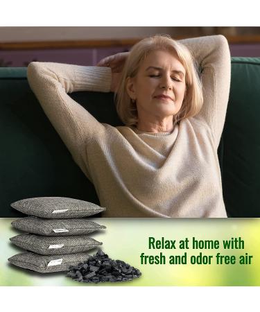 Majime Life Bamboo Charcoal Air Purifying Bag Set - 4x7.1oz with S Hooks - Odor Absorber & Deodorizer for Home - Natural Activated Charcoal Bags - Odor Eliminator - Buy Online on GoSupps.com