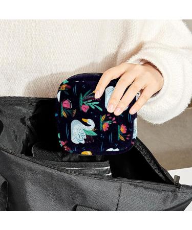 White Swan Floral Sanitary Napkin Storage Bag - Portable Period Pouch for Women & Teens - Multi-colored - Buy Online on GoSupps.com