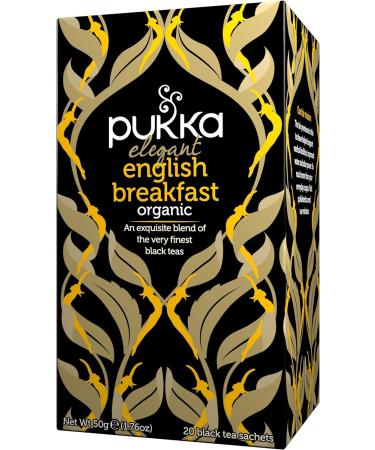 Pukka Herbs | Elegant English Breakfast Organic Tea | Black Tea | Perfect For A Refreshing Uplift | 4 packs | 80 Sachets & Three Chamomile Organic Herbal Tea Total 80 Tea bags 120 g (Pack of 4) Elegant English Breakfast + Three Chamomile - Buy Online on GoSupps.com