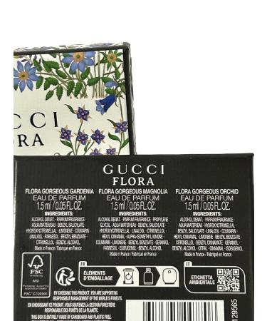 Gucci FLORA Sample Perfume WOMEN GIFT SET Flora Gorgeous Gardenia Flora Gorgeous Magnolia Flora Gorgeous Orchid 1.5 ml / 0.05 oz - set of 3 spray samples (7708) - Buy Online on GoSupps.com