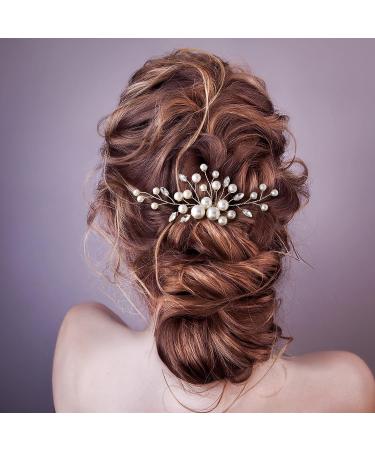 PAGOW Pearl Rhinestone Hair Comb Set - Crystal Flower Hairpieces for Women - Bridal Wedding Accessories (Silver White) - Buy Online on GoSupps.com