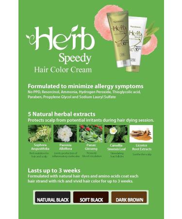 Herb Speedy PPD-Free Ammonia-Free Hair Dye Soft Black 4.22oz with Sun Protection - Odorless Formula for Sensitive Scalp - Buy Online on GoSupps.com