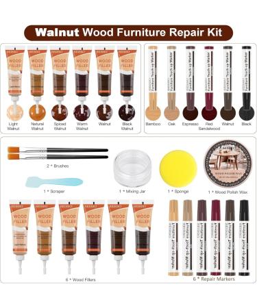 Wood Furniture Repair Kit - Restore Holes Scratches & Cracks on Wooden Surfaces with Fillers Putty & Touch-Up Markers - Buy Online on GoSupps.com