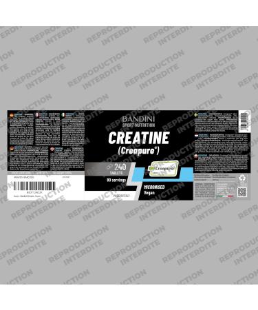 Bandini Creatine CREAPURE Monohydrate 240 Comprim s 3000mg par dose - Entra nement Sport Gymnastique et de Pr -Entra nement - Monohydrate de Cr atine pour l'ATP et la R cup ration - 100% Vegan - Buy Online on GoSupps.com