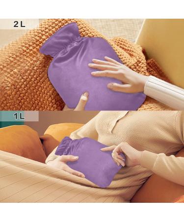 Purple Hot Water Bottle with Cover - 2L Pain Relief Bag for Women | Ideal for Soothing Comfort & Relaxation - Buy Online on GoSupps.com