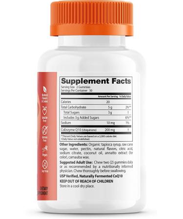 Doctor's Best CoQ10 Gummies 200mg - Heart Health Support, Energy Boost, 60 Count - Buy Online on GoSupps.com