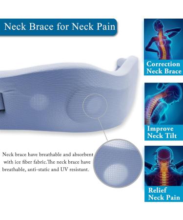 H2SON Neck Brace-Upgraded Portable Ice Silk Fabric Soft Foam Wrapped Adjustable Cervical Pillow for Neck Pain Relief & Prevent and Improve Neck Tilt Cervicorrect Neck Brace at Home or Work (19.3inch)(Sky Blue) - Buy Online on GoSupps.com