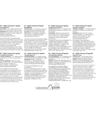 Korean Red Ginseng 30 Capsules - Stimulant for Men Ginseng | Natural Belgium Grown Panax Ginseng Dietary Supplement | Energy - Vitality | Optim Ginseng - Buy Online on GoSupps.com