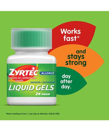 Zyrtec 24 HR Indoor/Outdoor Allergy Relief Liquid Gels - 40 ct - Cetirizine HCI Antihistamine - Buy Online on GoSupps.com