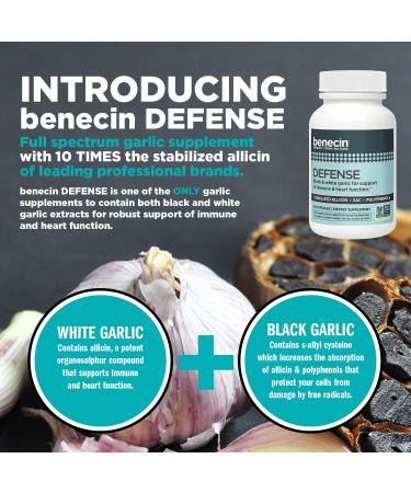 Benecin Defense 1500 mcg Stabilized Allicin per Capsule | Plus high Amounts of SAC & Polyphenols from Black Garlic | Powerful Support of Immune & Heart Function (90 Count 90 Count) 1 Count (Pack of 90) - Buy Online on GoSupps.com