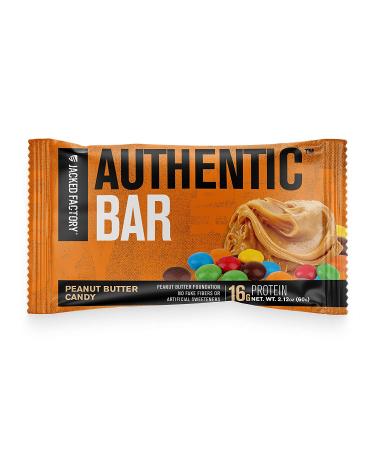 Authentic Bar Peanut Butter Candy Protein Bars - 12 Pack of Meal Replacement Energy Bars with 16g Whey Protein Isolate, Natural Sugars from Pure Honey, and Healthy Fat Peanut Butter Foundation - Buy Online on GoSupps.com