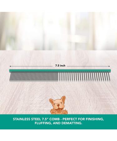 Ruff 'N Ruffus 2 PACK Stainless Steel Professional Pet Grooming Comb - Safe Grooming, Rounded Teeth, 7 1/2 - Buy Online on GoSupps.com