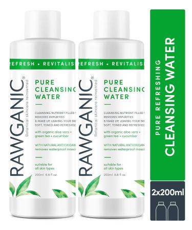 Rawganic Bio Refreshing Micelle Water | Micellar Cleansing Water with Aloe Extract | Gentle Makeup Remover (2 x 200ml) - Buy Online on GoSupps.com