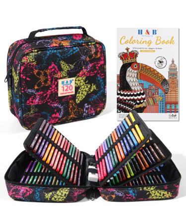 H & B 120-Color Colored Pencils Set with Coloring Book Eraser and Sharpener - Perfect for Drawing and Coloring - Soft Oil-Based Cores Ideal for Adults Kids and Beginners 120 Count (Pack of 1)