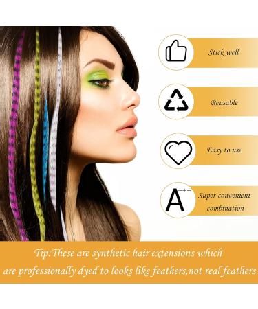 52 Colored Synthetic Hair Feathers + 200 Micro Rings & Tools for Women's Hair Extensions - Buy Online on GoSupps.com