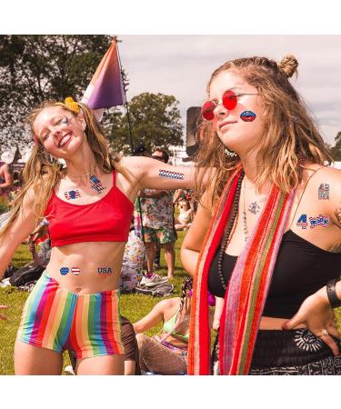 Patriotic Temporary Tattoos for Fourth of July | Red White and Blue Face Stickers for Independence Day Celebration - Buy Online on GoSupps.com