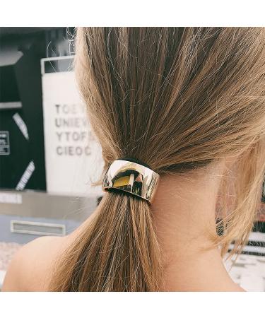 Metal Hair Cuff Set - 4 Stylish Ponytail Holders & Elastic Hair Ties | Fashion Accessories for Women & Girls - Buy Online on GoSupps.com