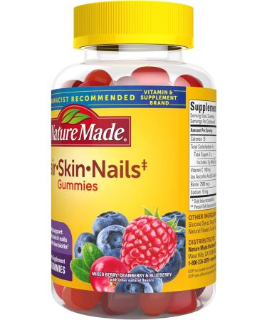 Nature Made Hair Skin and Nails with Biotin 2500 mcg - 90 Gummies, 45 Day Supply for Healthy Hair, Skin & Nails - Buy Online on GoSupps.com