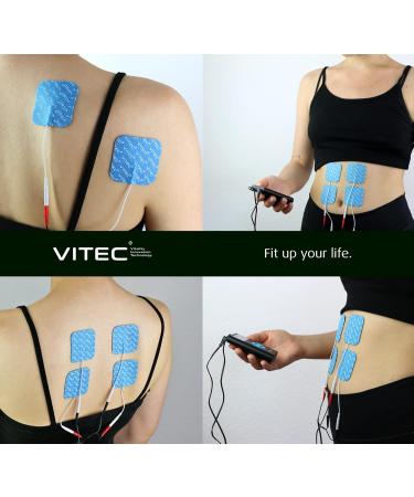 VITEC 4 Adhesive Electrodes Patches for TENS & EMS Devices - 5x5 cm Electrodes for Pain Relief & Muscle Training - Buy Online on GoSupps.com