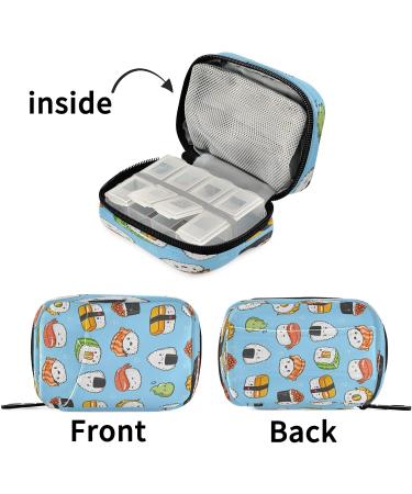 Xigua Kawaii Sushi Pill Case - Portable Medicine Organizer Travel-Friendly Zippered Pill Box for Easy Storage & Organization - Buy Online on GoSupps.com
