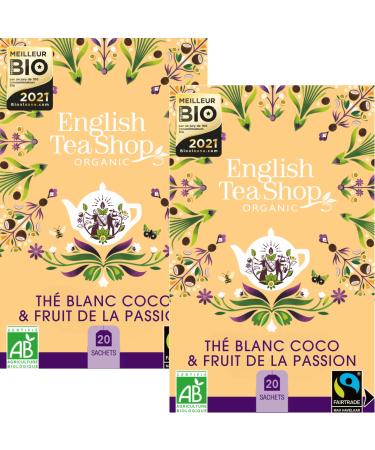 English Tea Shop - Th blanc bio coco et fruit de la passion - Bo te de 20 sachets - Lot de 2 Th blanc coco & passion Lot de 2