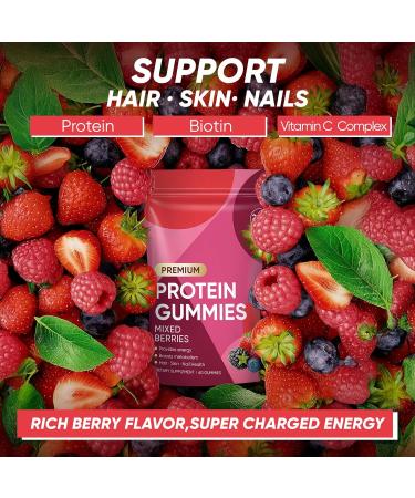 OAKA Protein Gummies 20g Protein per Serving Zero Sugar Mixed Berries Flavor Daily Protein Chews for Hair Skin & Nails 60 Gummies - Buy Online on GoSupps.com