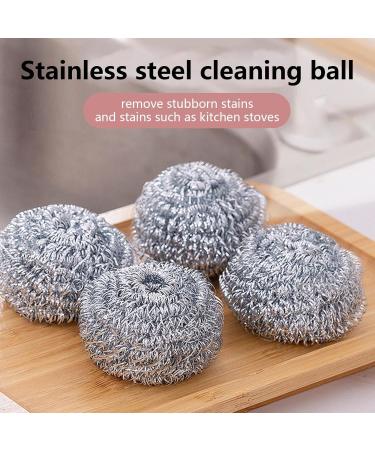 Steel Wire Cleaning Ball - Portable Kitchen Sponges Scourer | Mesh Scrubbing Metal Wire Ball | Solid Stainless Dishes Kitchen Dish Pot Sponge Cleaning Scourer for Cookware - Buy Online on GoSupps.com