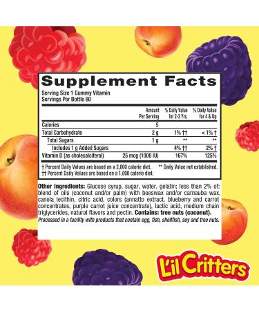 L'il Critters Vitamin D Gummy Bears 60ct - Essential Kids Supplement - Buy Online on GoSupps.com