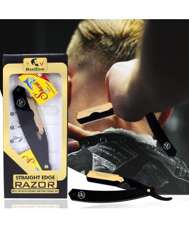 Professional Matte Black Barber Straight Razor | 10 Premium Shark Blades | Smooth Shave & Beard Lining Up - Buy Online on GoSupps.com