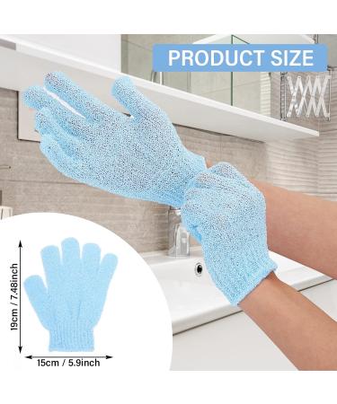 Sibba 2 Pair Exfoliating Bath Gloves - Natural Loofah Shower Wash Gloves for Body & Face Dead Skin Remover - Double Sided Microfiber for Adults & Kids (Pink & Blue - Buy Online on GoSupps.com