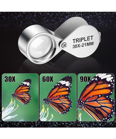 3 Piece Jewelers Eye Loupe Set - 10X, 20X, 30X Pocket Magnifying Glass for Jewelry, Coins, Gems, Stamps, Watches - Silver - Buy Online on GoSupps.com