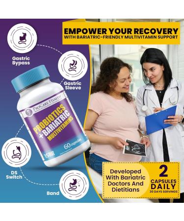ProCare Health Probiotic Bariatric Multivitamin with Iron 45mg (60 Count) - 15 Billion CFU Bariatric Probiotic Fast Dissolving Veggie Capsules to Support Gut and Immune Health in Bariatric Patients 60 Count (Pack of 1) - Buy Online on GoSupps.com