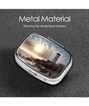 Shop Lighthouse Rocks Seaside 2 Compartment Pill Case - Cute Travel Pill Organizer for Purse & Pocket | Perfect Gift - Buy Online on GoSupps.com