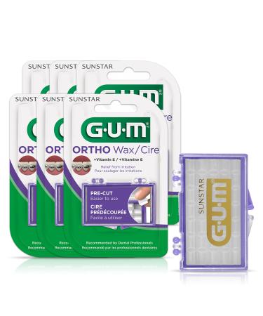 GUM - 10070942007235 Orthodontic Wax with Vitamin E and Aloe Vera (Pack of 6) Unflavored Orthodontic Wax 6 ct