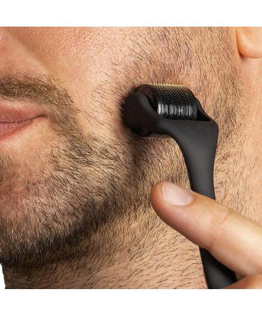 Angel Kiss Titanium Beard Derma Roller for Men - Microneedling Roller for Patchy Hair Growth - Includes Storage Case - Dark Black - Buy Online on GoSupps.com