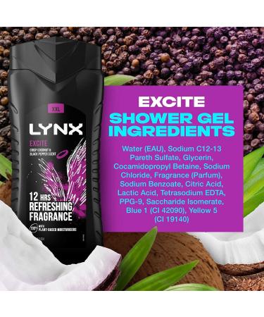 Lynx 12 Hour Refreshing Excite Shower Gel 500 with Lynx 48 Hour Excite Body Spray 250ml Leaving you smelling great Dermatologically Tested Keep Smelling Irresistible! - Buy Online on GoSupps.com