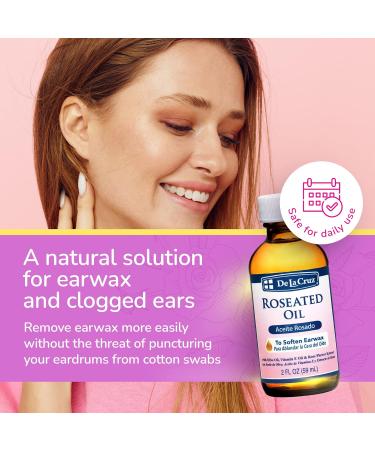 De La Cruz Roseated Oil - Natural Ear Wax Softener Blend with Rose Flower Extract - Ear Wax Aid - Made in The USA - 2 Fl Oz Roseated 2 Fl Oz (Pack of 1) - Buy Online on GoSupps.com